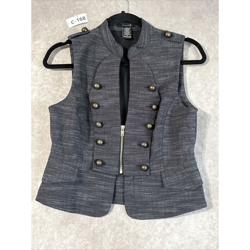 Timing Gray Military Style Vest Zip Front